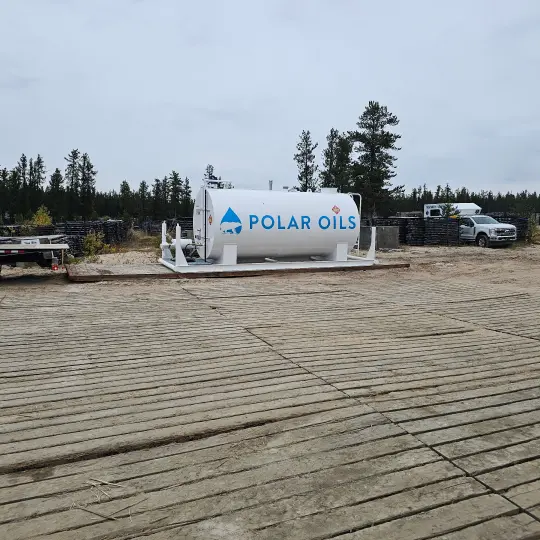 Oil tank at remote work site