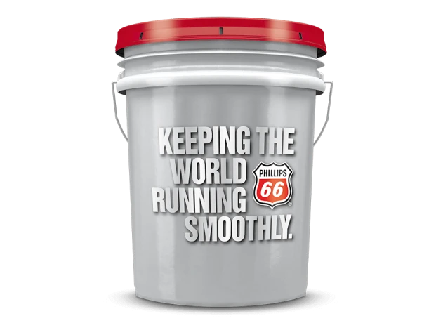 Gray bucket with red lid.