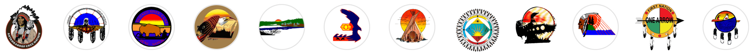 Various first nationals symbols in a row.